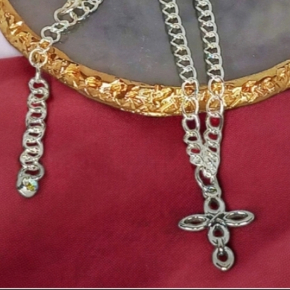 Delicate Silver Cross Necklace Christian Spiritual Religious Jewelry Office